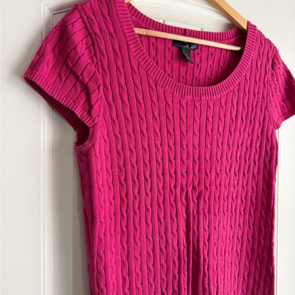 Willi Smith Fuchsia Cable Knit Sweater - Picture 2 of 4